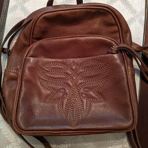Fyre women leather backpack dar brown